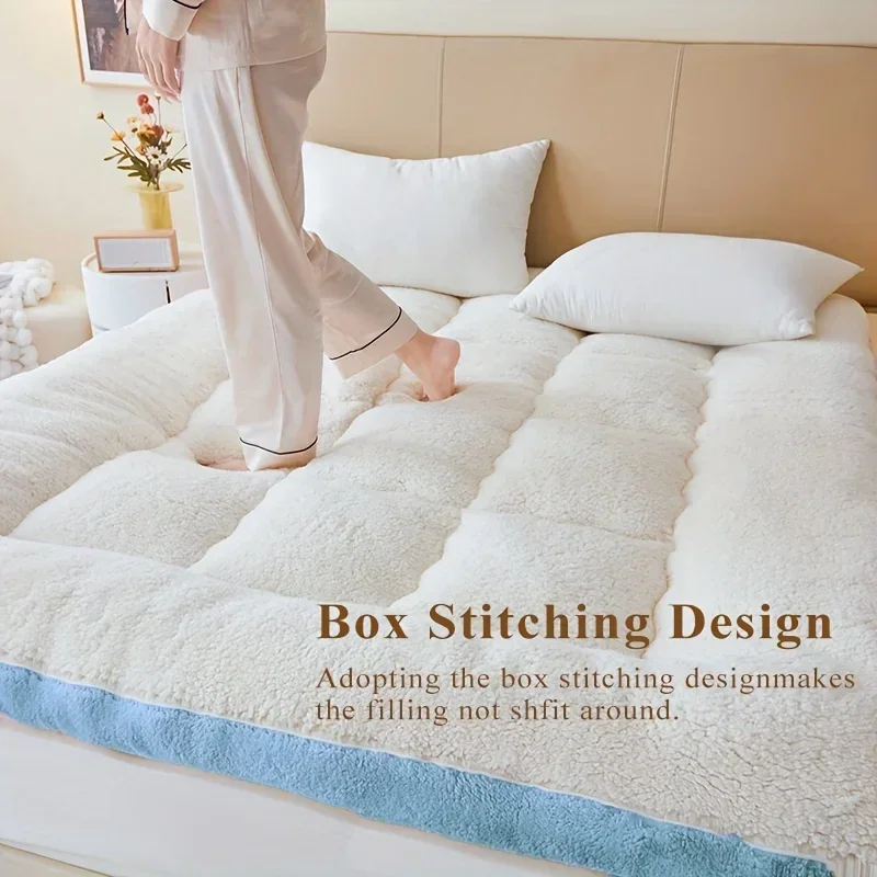 Fleece MattressTopper-Extra Thick Luxury Plush Bed Pad Soft Pillow Top With Polyester Fill forBack Pain Relief and Winter Warmth 3