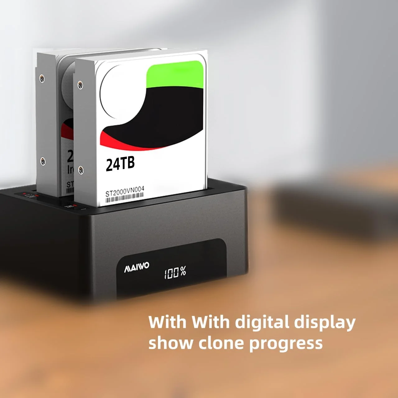 MAIWO Dual Bay USB 3.0 To SATA External Hard Drive Enclosure Clone Docking Station For 2.5" / 3.5" HDD/SSD SATA Hard Drive Dock - 7