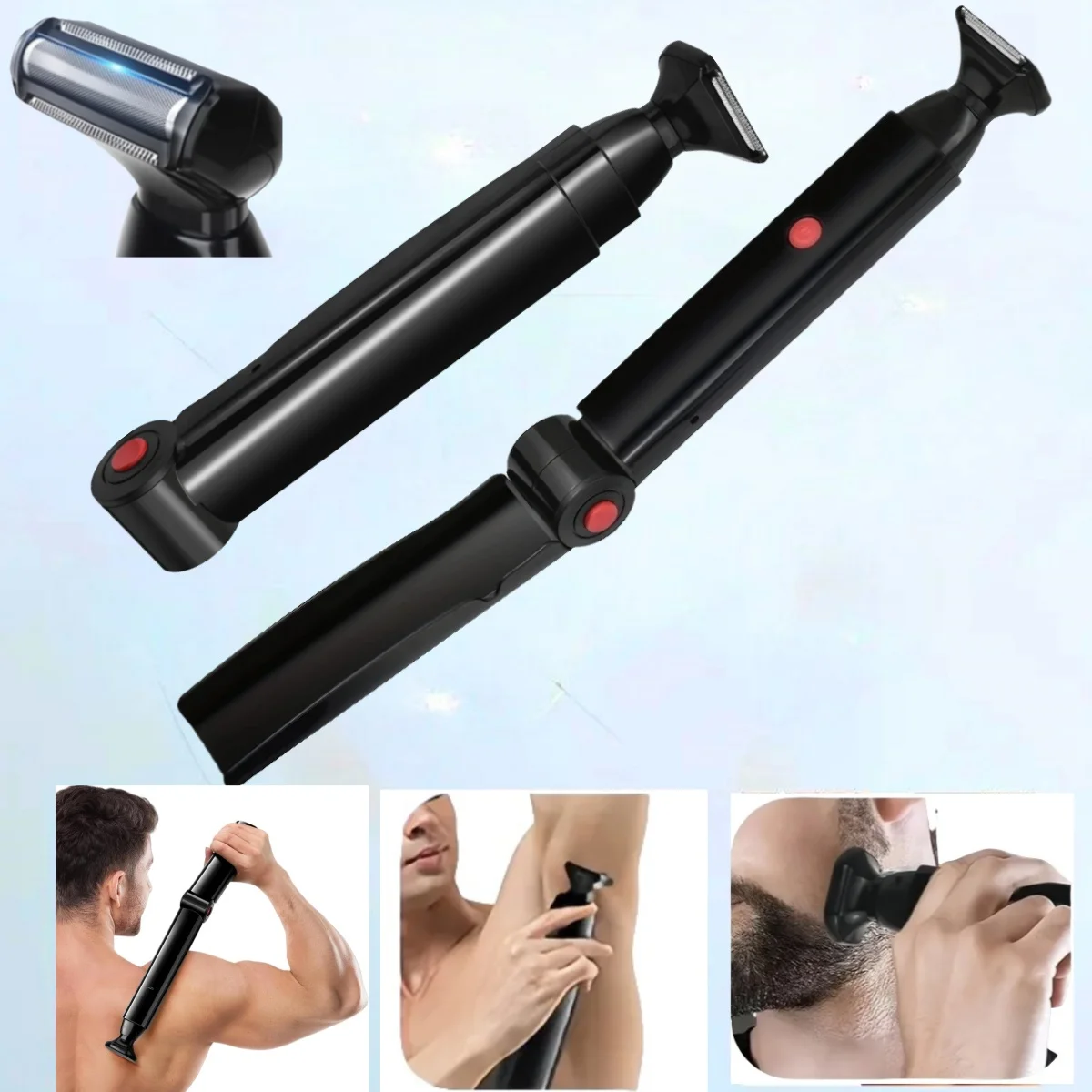 Afeitadoras traseras para hombres, afeitadoras traseras para hombres, mango largo, mango de extensión desmontable para h