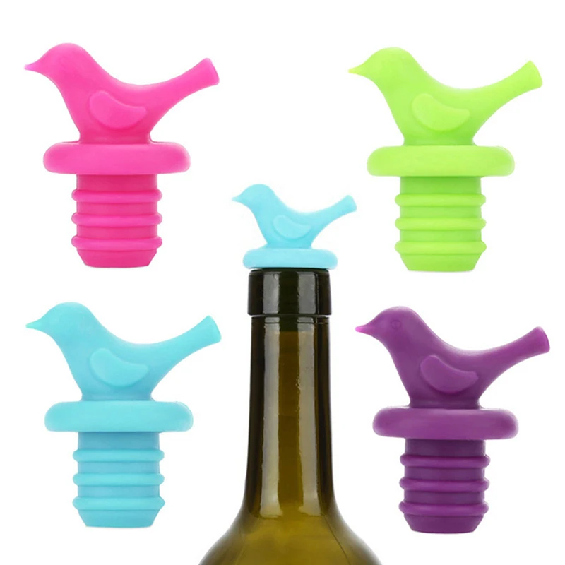 

Creative Bottle Stopper Bottle Caps Wine Stopper Family Bar Preservation Tools Silicone Creative Bird Design Safe and Healthy