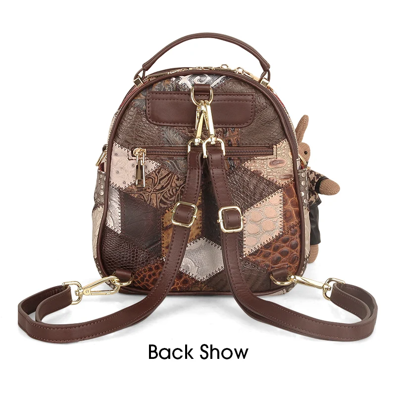 Cobbler Legend Genuine Leather Women Backpack Patchwork Multicolor Backpacks