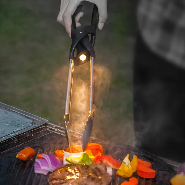 Tonglite Rozsdamentes Acél Fém Bbq Szerszám Grill Nyárs Barbecue Tong Witalumunium Led Világítás Belsejében (Akkumulátor Nélkül)