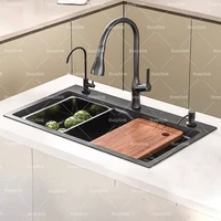 Kitchen Sink Stainless Steel Embossed Large single Slot Multifunctional Household Vegetable Dishwashing Sinks Undermount Basin 1