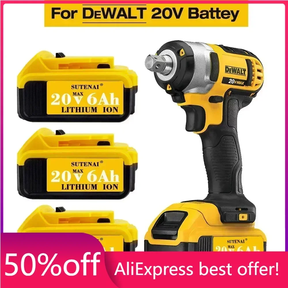 

2023 Upgrade DCB200 20V 6000mAh Battery , charger For Dewalt 18V DCB184 DCB200 DCB182 DCB180 DCB181 DCB182 DCB201 Tools Battery