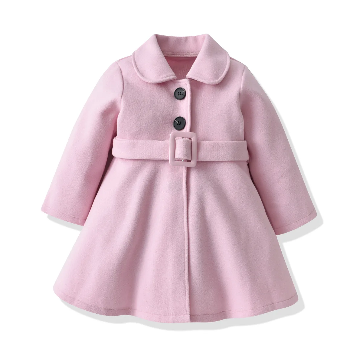 

New Baby Girls Woolen Jacket Coat Kids Winter Outerwear Clothes Children Spring Autumn Mid-length Windbreaker for 2-6 Years Wear