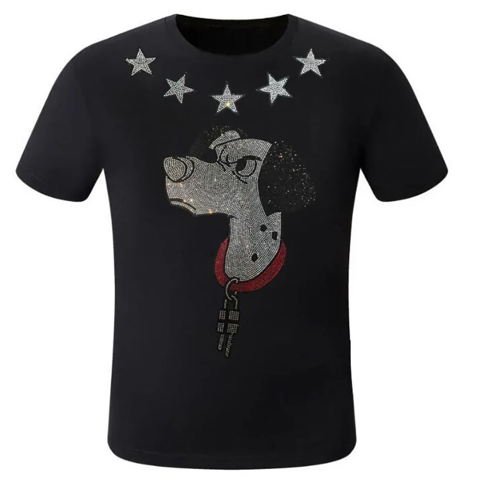 

O Neck Slim Tshirts Hot Drilling T Shirts Men Brand Short Sleeve Man Fashion Streetwear five star 10-01