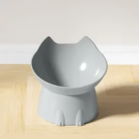1pc WhiskerWare Elevated Cat Bowl, Anti-Tip Plastic Raised Pet Feeding Dish with Tilted Edge, Neck Protection Kitty Food 5
