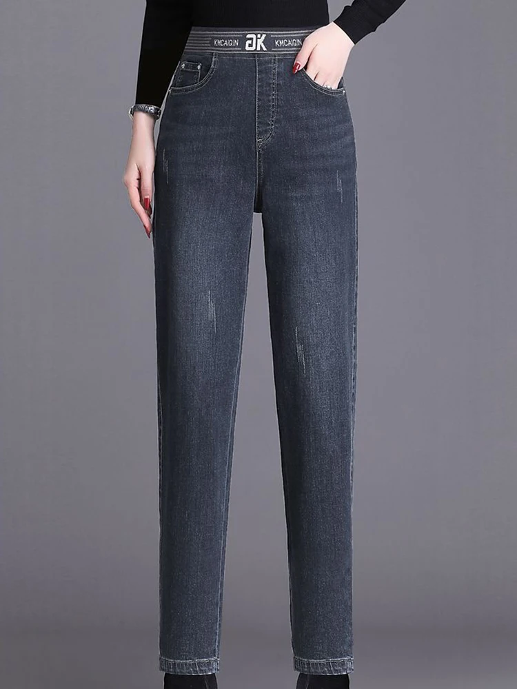 Vintage High Waist Big Size 4xl Harem Jeans Baggy Strecth Straight Denim Pants Casual Woman Vaqueros New Spring Fall Pantalones