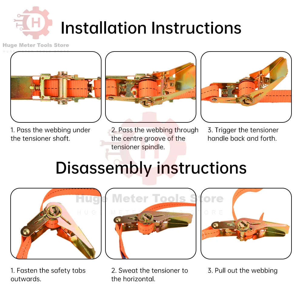 2-6Meter Strong Ratchet Strap Porable Heavy Duty Tie Down Cargo Strap Lashing Belt With Metal Buckle for Safe Luggage Transport ratchet strap