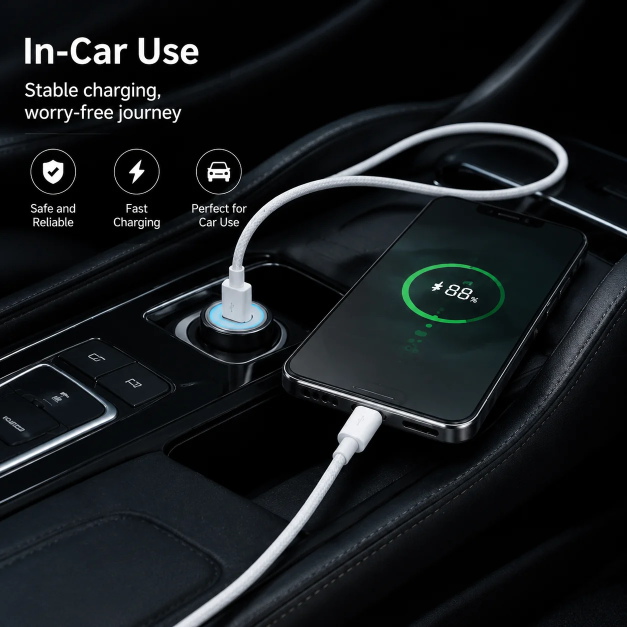 USB A to Type C 케이블 6피트 CarPlay 고속 충전 데이터 동기화 코드 아이폰 17 17E 16 16E 15 Pro Max Plus 에어팟 아이패드 호환
