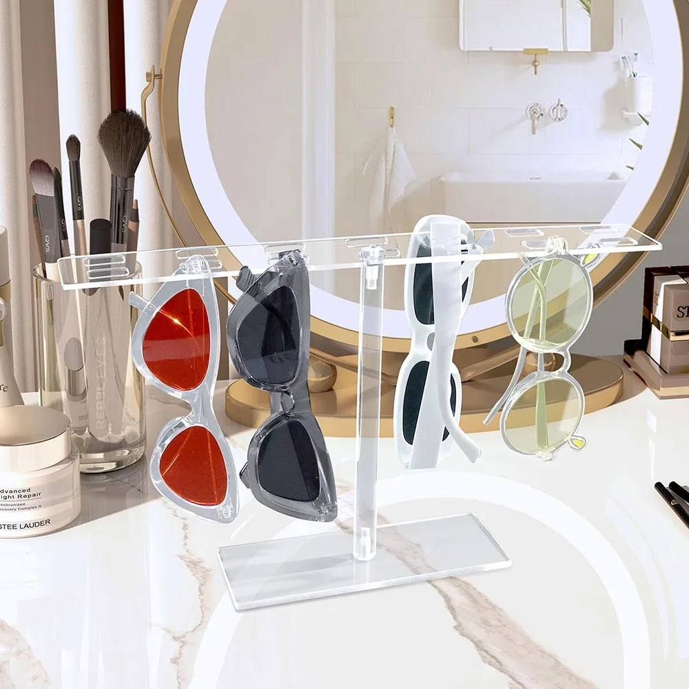 1pc Detechable Acrylic Eyeglass Display Stand,14 Holes Sunglasses Rack Holder,Glasses Organizer,Clear Dresser Holder Organizer