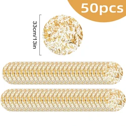 Elegant Gold Foil Disposable Placemats - Set of 13 Round Table Mats for Festive Dining and Home Décor (50PCS A)