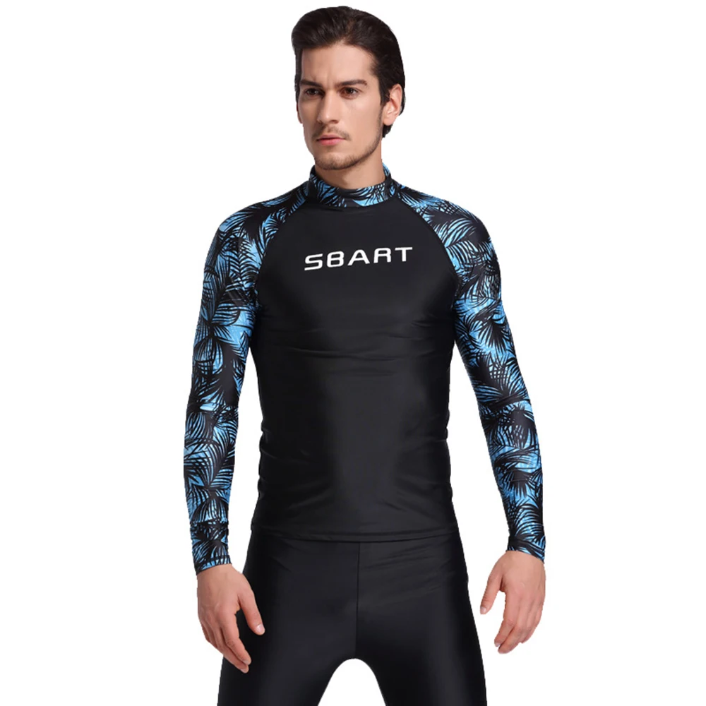 

Men's Diving Long Sleeve Top Fashion Sunscreen Split Swimwear T-shirt Quick Dry Surfing Water Sports Print Diving Swimming Top