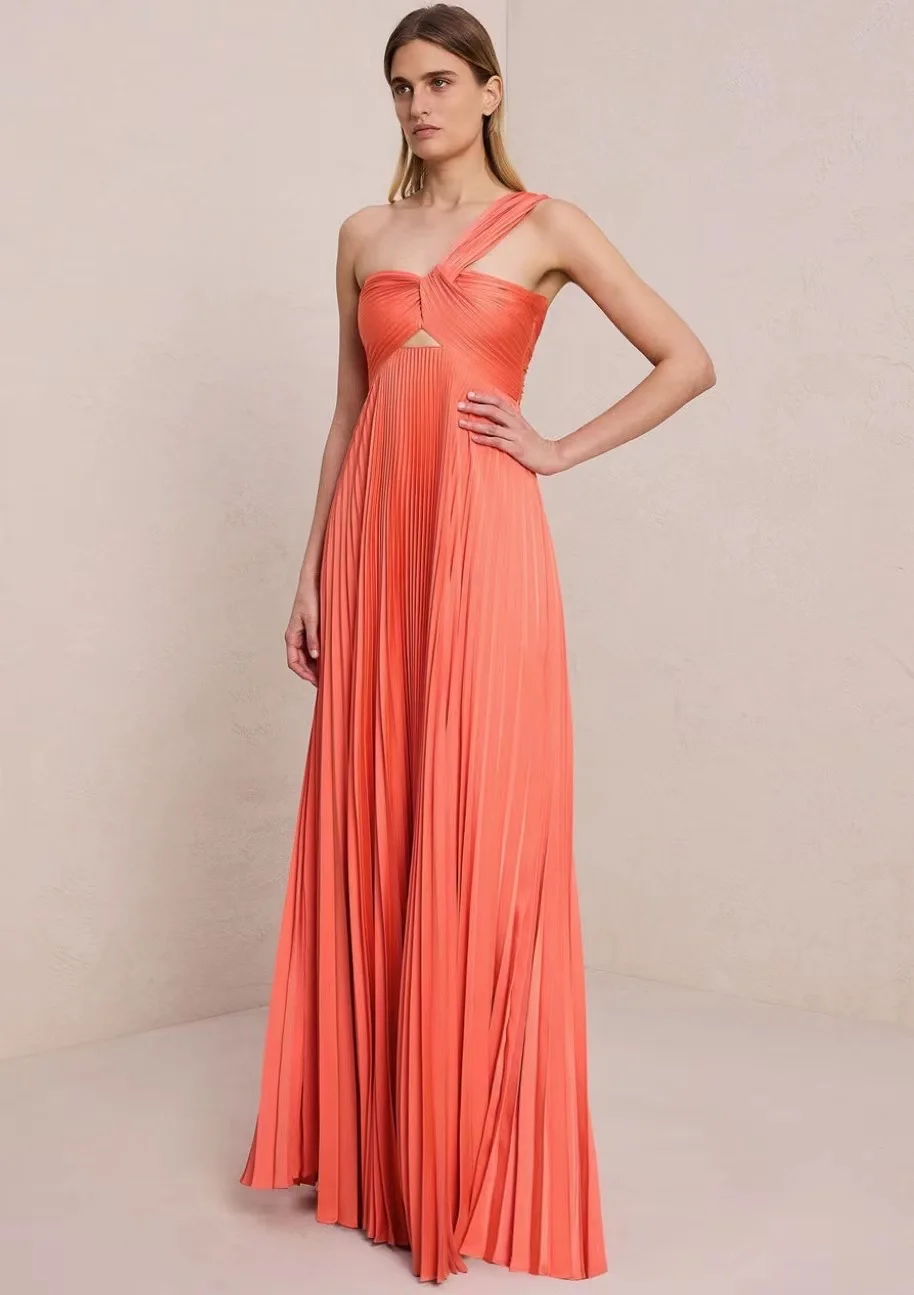 

Women Sexy Knot Design Strapless Off Shoulder Pleated Event Long Dress