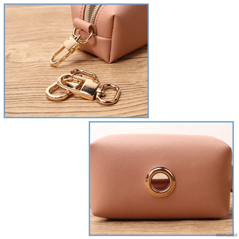 Leather Dog Poop Bag Holder Dog Waste Bag Dispenser Metal Clip Leash Belt Portable Leather Doggy Poop Bags Holder pet poop bag holder,dog bag holder