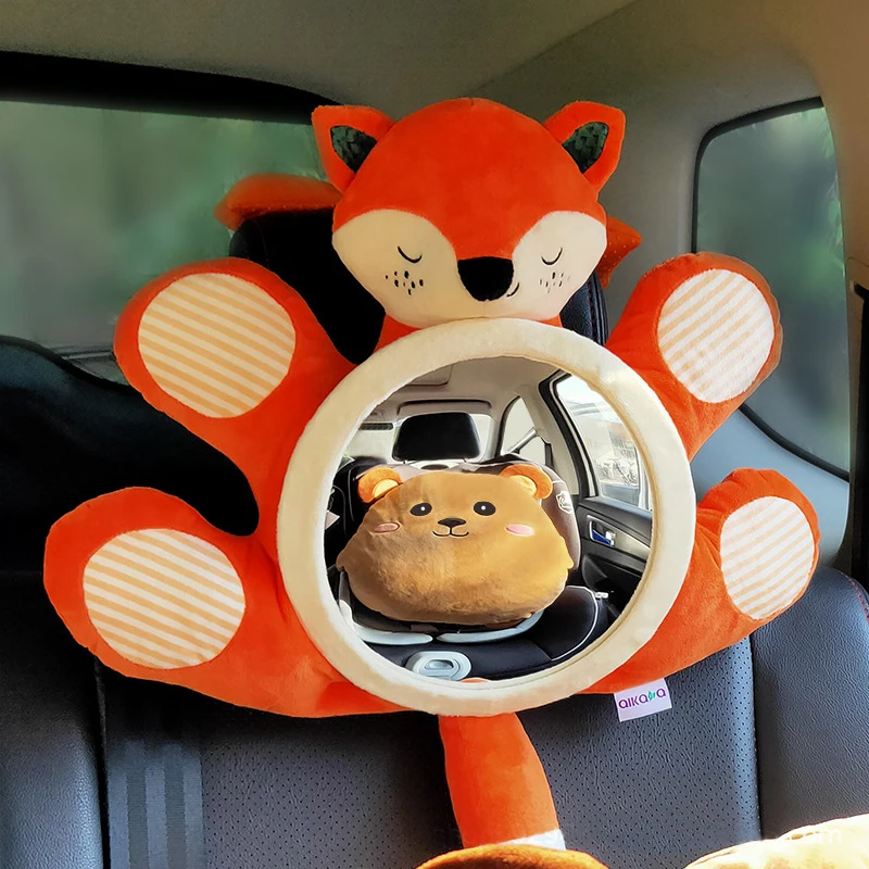 Safety Car Seat Mirror for Rear Facing Infant, Fully Adjustable, Cartoon Decorative Mirror,Wide Crystal Clear View