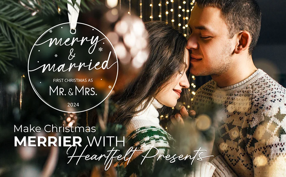 First Christmas Married Ornament 2024 Wedding Gifts for Couples