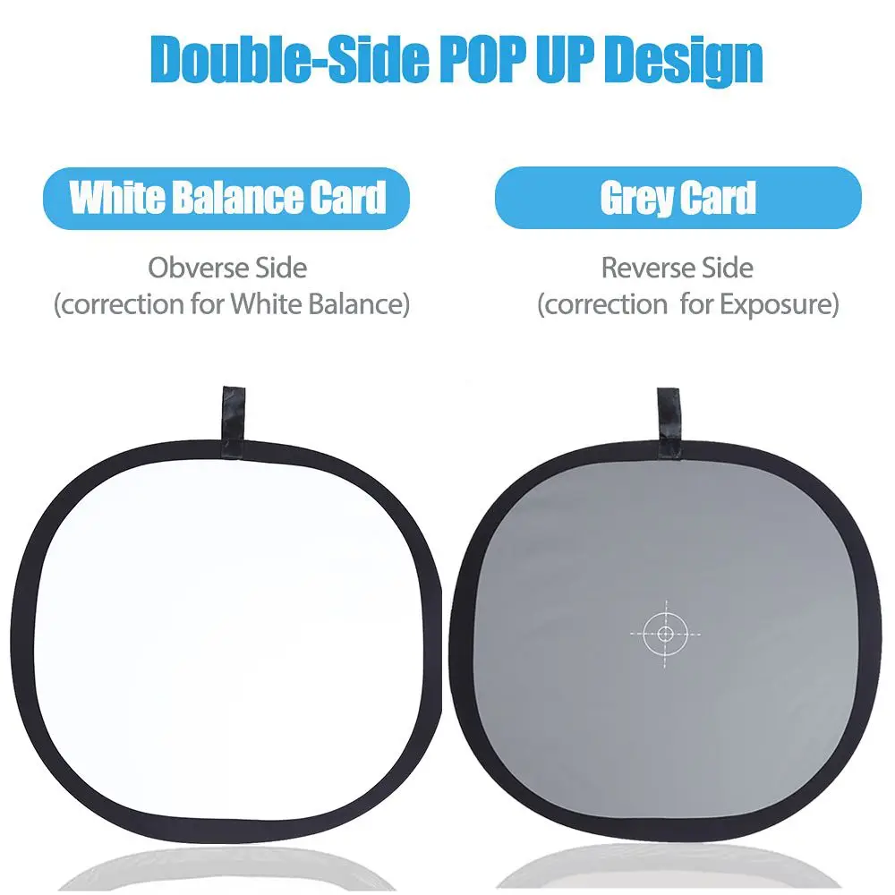 Photography Reflector 60x60cm Portable Photography Foldable Camera Grey/White Balance Card Focus Board Two Sides 18% Reflector