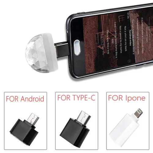 Led 애플 USB 자동차 USB 앰비언트 라이트 DJ RGB 미니 다채로운 음악 사운드 인터페이스, 휴일 파티 분위기 인테리어 돔 트렁크 램프 4