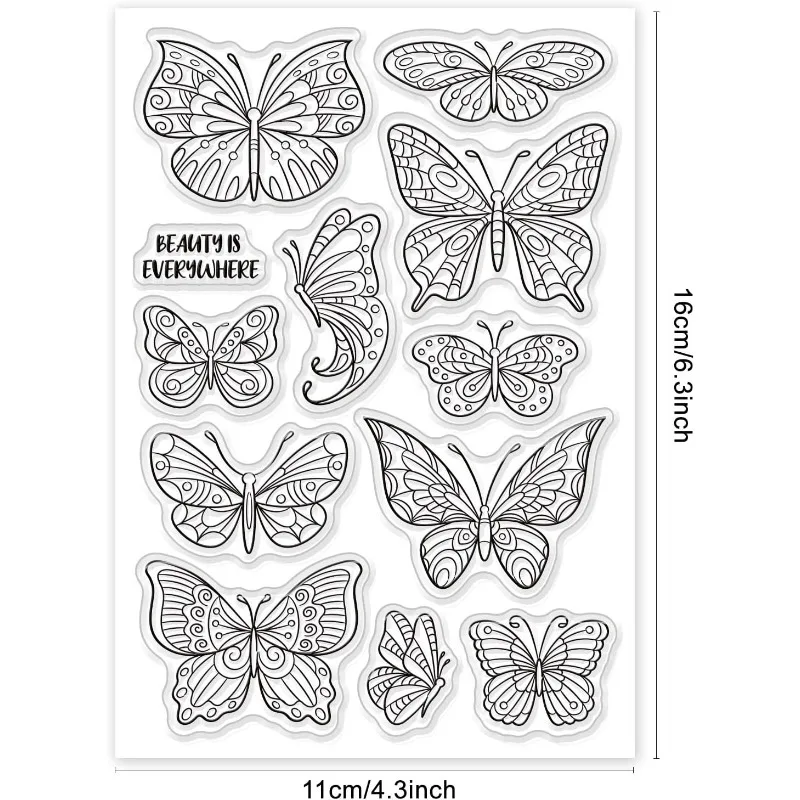 Clear Stamps Butterfly Silicone Transparent Rubber PVC Plastic for Spring Crafts