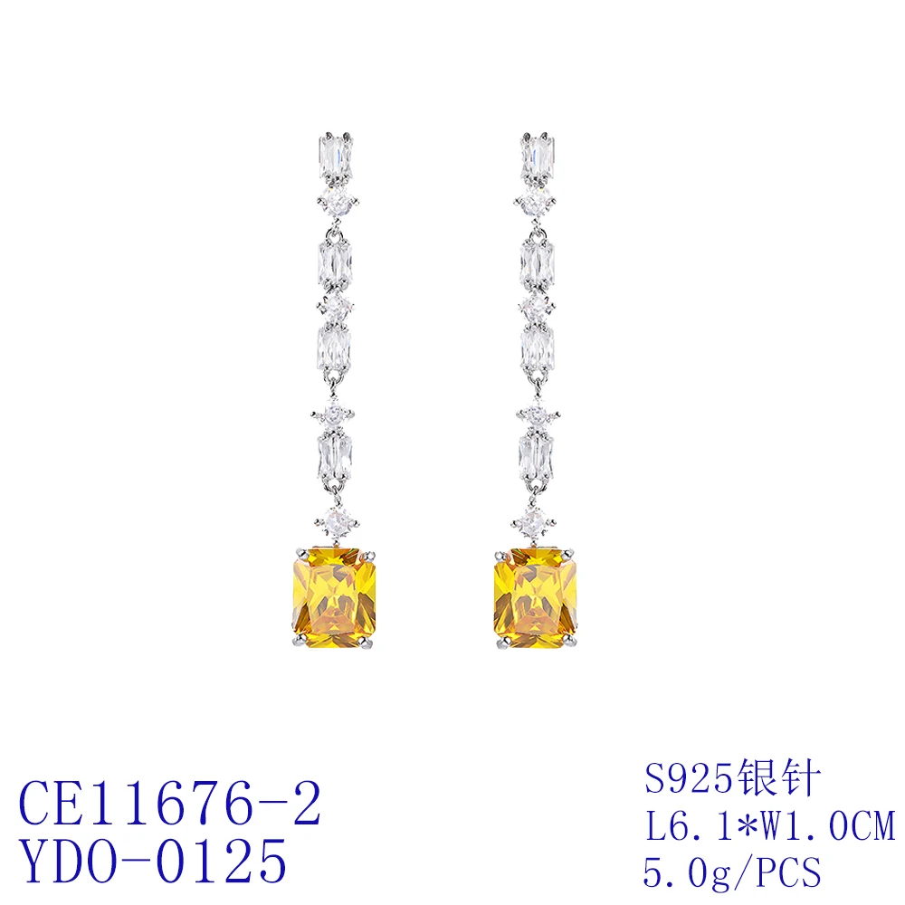Long Drop Earrings for Wedding,Cubic Zircon Dangle Earring for Bride, Women Girl Gift Jewelry Accessories CE11676