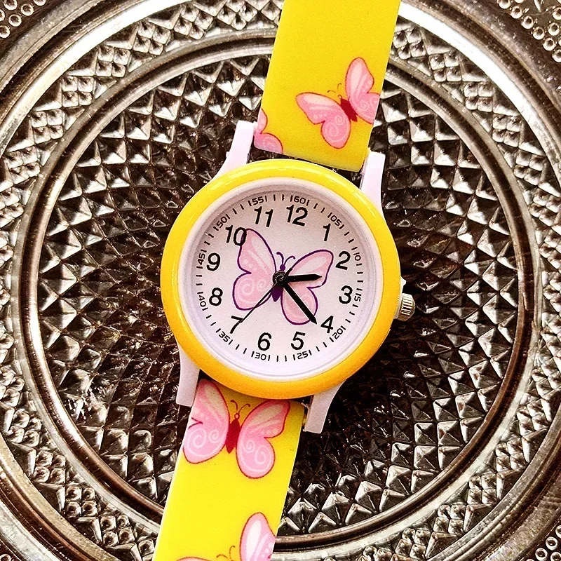 Lovely Girls Watches Butterfly Printing Silicone Candy Jelly Quartz Watches for Kids Children Girls Students Party Gifts Clock 6