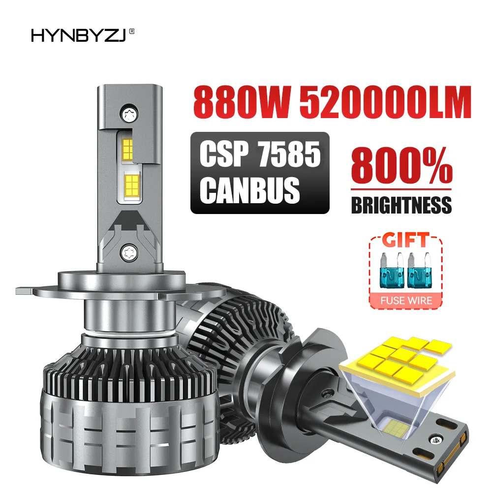 

HYNBYZJ H7 LED Headlight 880W H3 H4 H8 H9 H11 H1 HB3 HB4 H13 9005 9006 9007 9008 9012 Car LED Lamp LED Headlights Bulb