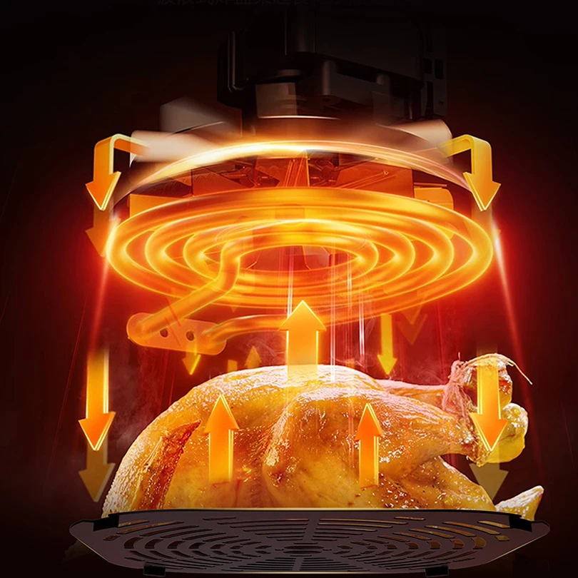 10L Smart Air Fryer Electric visual window Oil-free Air Fryer Automatic Household Kitchen 360°Baking Convection Oven Air Fryers 4