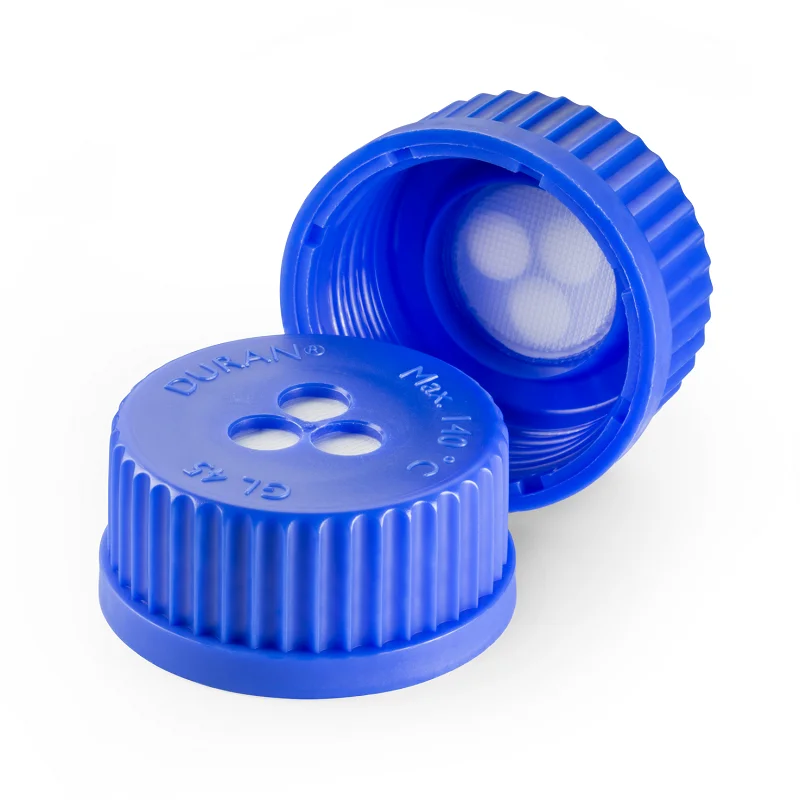 DURAN&reg; Membrane Venting Screw Cap, PP, blue, with welded-in expanded PTFE filter membrane, 29118