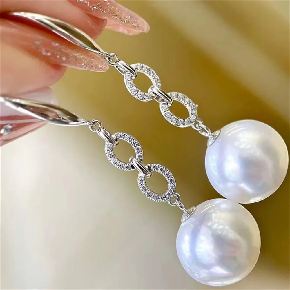 

DIY Pearl Earnail Accessories S925 Sterling Silver Jewelry Gold Earhook Female Empty Holder Fit 8-12mm Beads