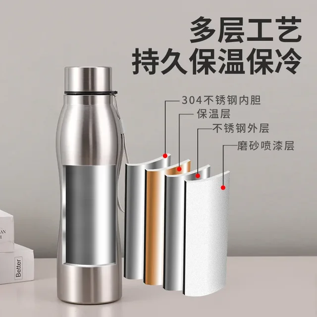 High Quality 1000ml Stainless Steel Sport Water Bottle Single-layer Rugged Water Cup Metal Flask Drinkware Camping Sports Gym 3