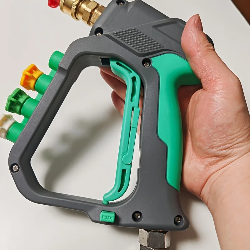 고압 세척기 건(4가지 색상 노즐 포함), M22 14mm 및 3/8인치 퀵 커넥트 어댑터, 미끄럼 방지 손잡이, 대부분의 세척기에 호환 가능
