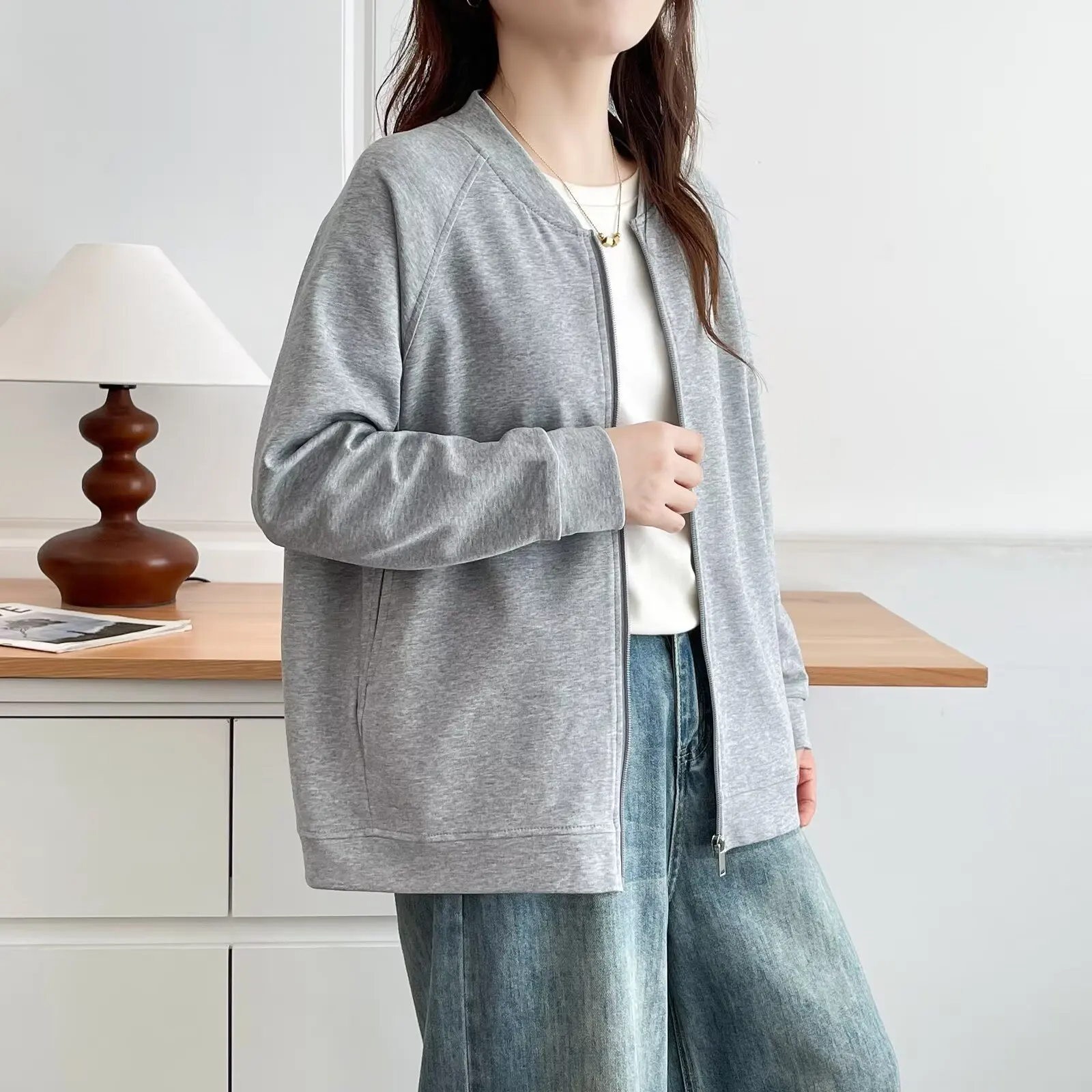 XXXXXL Fashion Plus Size Women's Coat Autumn New Simple Baseball Jacket Casual And Versatile Zipper Cardigan 5552