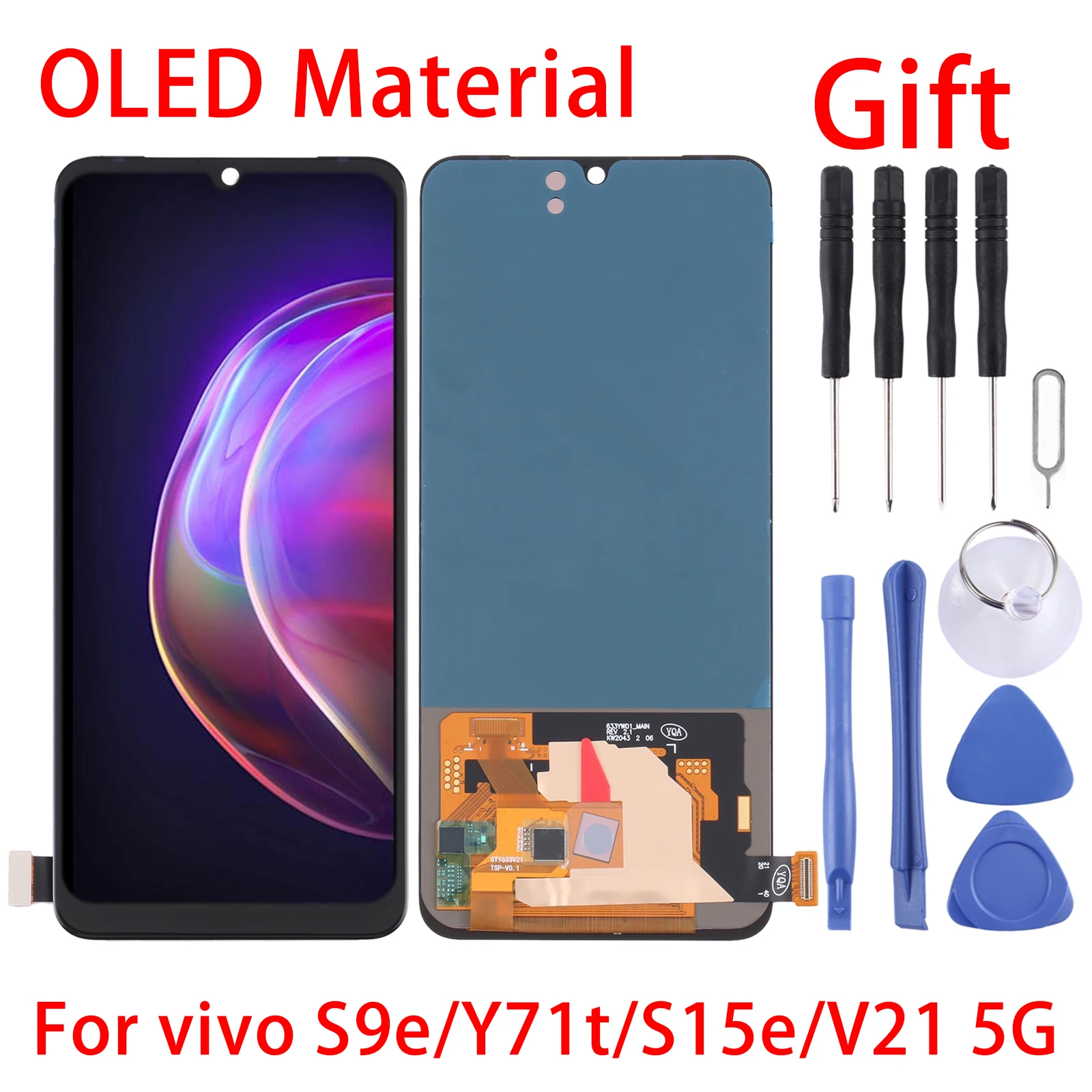 

OLED Material LCD Screen and Digitizer Full Assembly For vivo S9e/Y71t/S15e/V21 5G