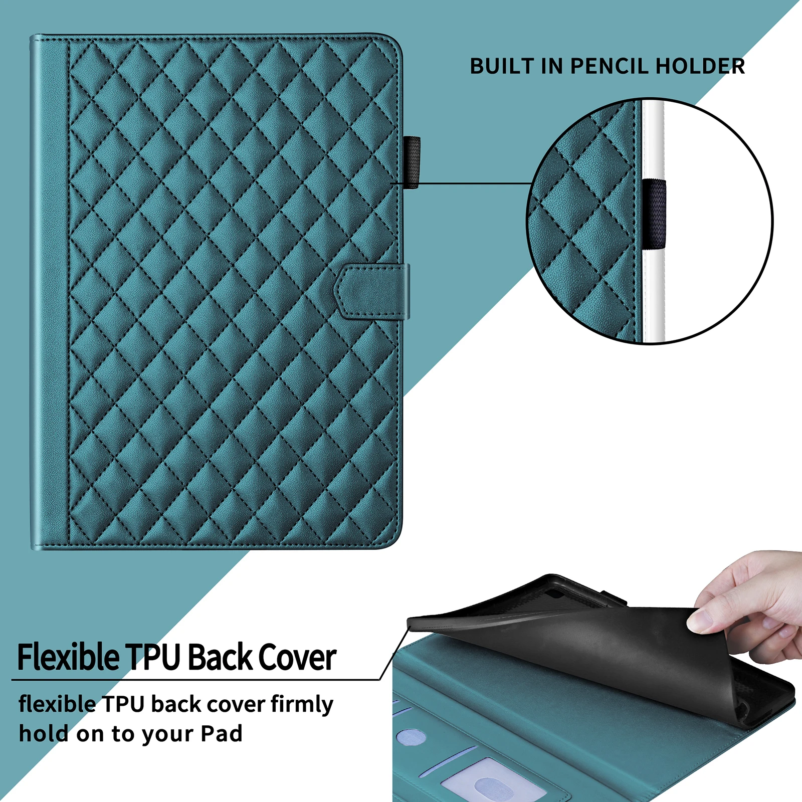 3D Plaid PU Leather Stand Tablet Case