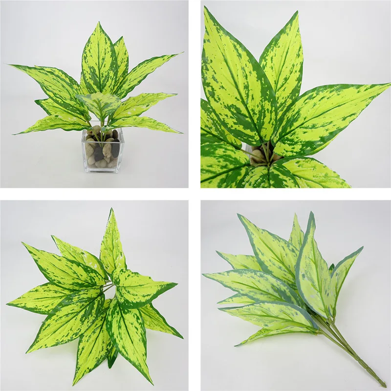 Description Picture 5 of itemArtificial Green Plant Leaves Plastic Evergreen Yellow Magnolia Fake Flower Home Living Room Decoration Simulation Plants Leaf