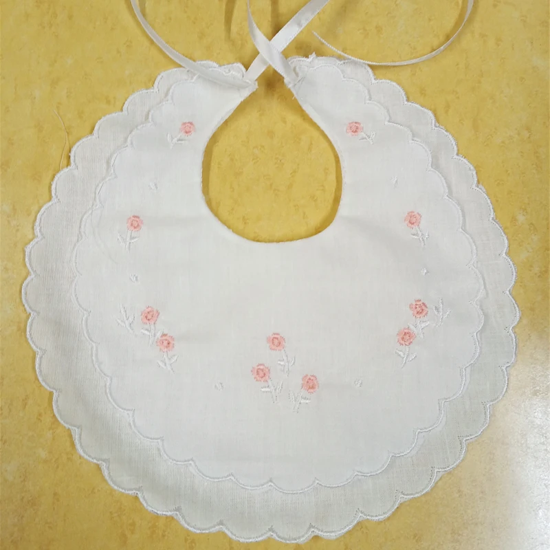 Set of 36 Fashion White Linen Double Scalloped Baby Bib 9"x9"inch dressy bib perfect for any special occasion