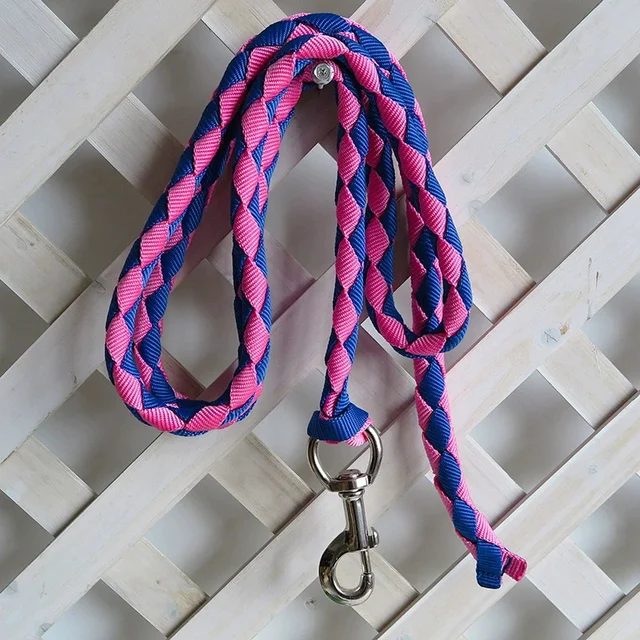 16mm 2m 2.5m 3m 4m thick braided horse rope with thick silver alloy large hook pet rope four-strand weave 3