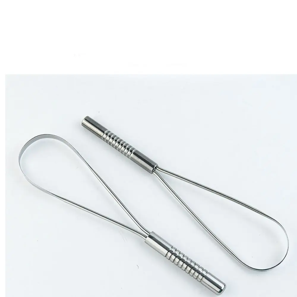 

1PC Stainless Steel Tongue Scraper Antiskid Round Tooth Handle Circular Tongue Coating Cleaning Brush Toothbrush Oral Care Tool