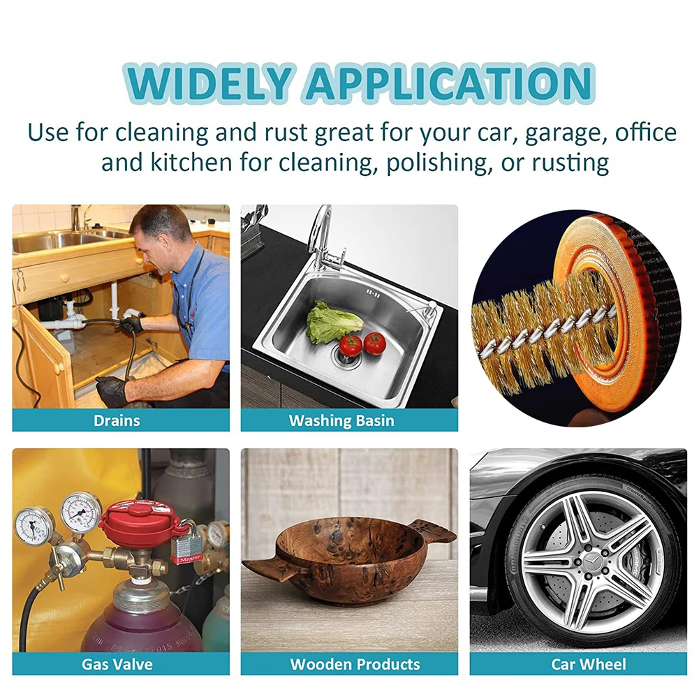 Wire Brush Set 9mm-25mm Brass Wire Tube Machinery Cleaning Brush Rust Cleaner Polishing Tool for Automotive Manufacturing Processing Industry