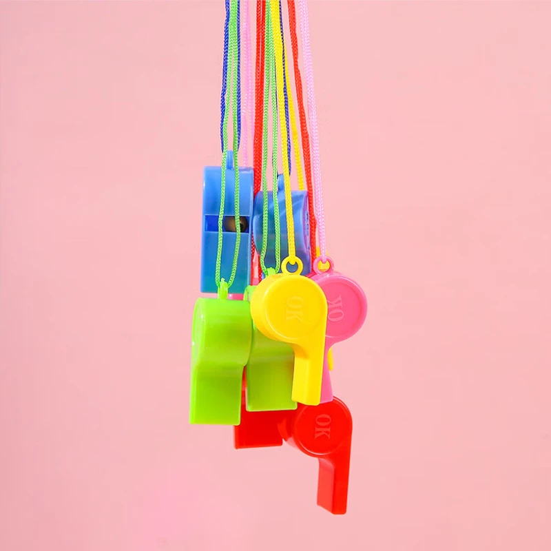 Mini Whistle with Rope Football Sports Whistles Multifunction Cheerleading Color Whistle Children Toys Birthday Party Gifts