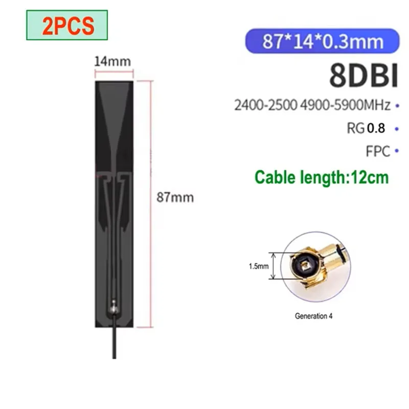eoth 2pcs iot wifi Antenna 5.8 Ghz 2.4ghz Dual Band Built-in FPC soft board for Bluetooth PCB patch gain antenna generation 4