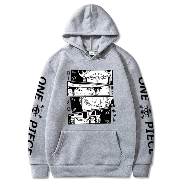 Felpa Con Cappuccio Unisex One Piece – Stampata Luffy E Ace, Autunno Inverno