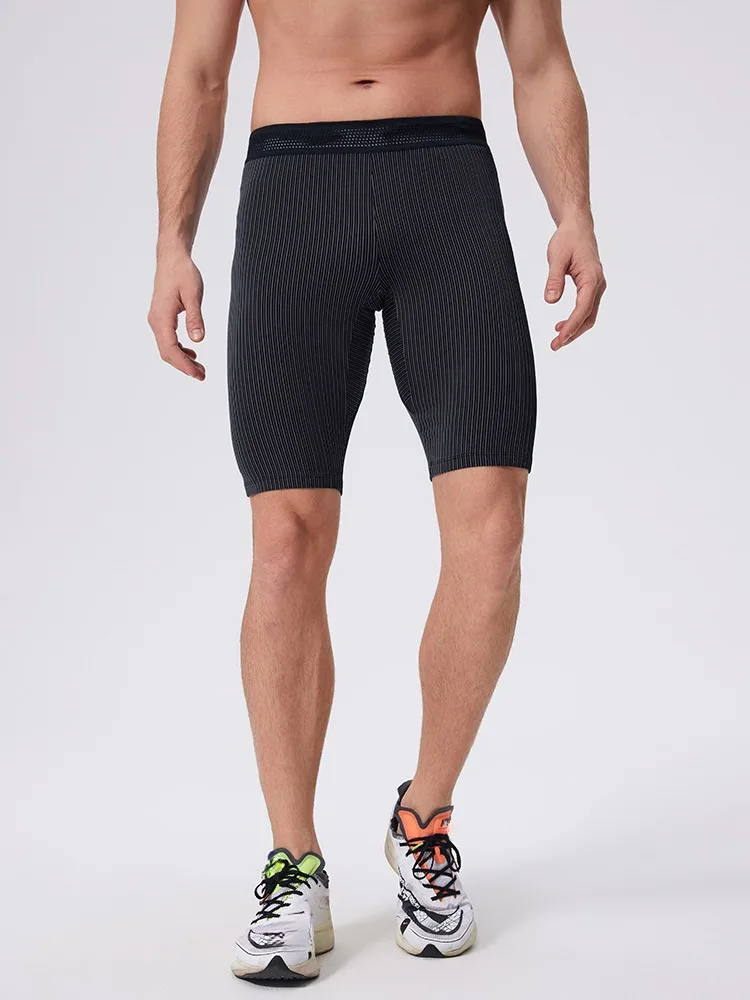 Herren Sommer Enge Laufsport Schnelltrocknende Shorts Kompressionshose Atmungsaktive Marathon-Fitnesshose mit Taschen – Detail 8