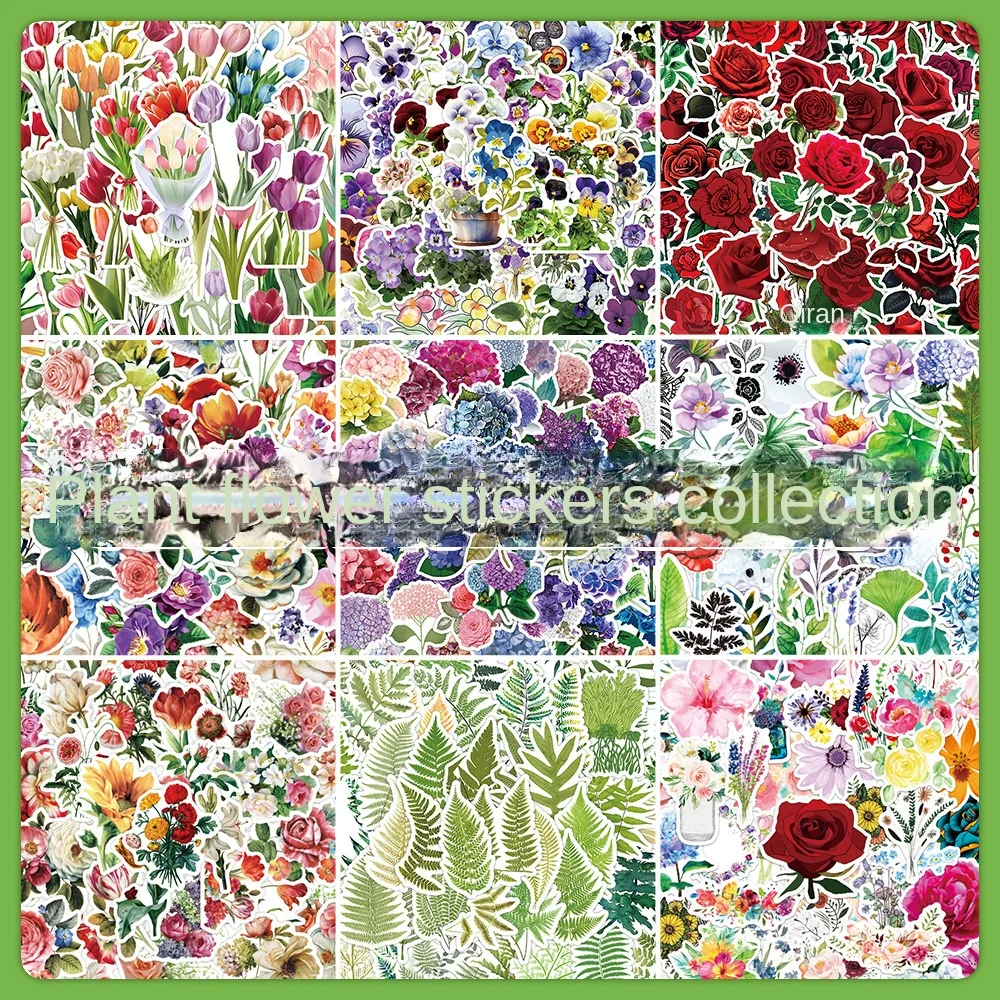 

100pcs Creative Plant Flower Cartoon Graffiti Sticker Scrapbook Small Fresh Case Car Laptop Phone Kids Toys Decorative Sticker