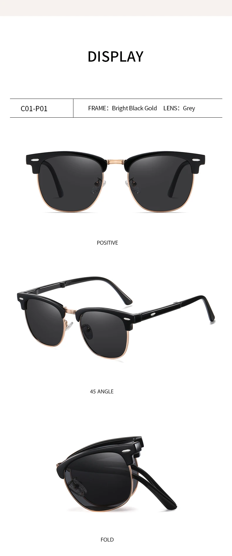 Foldable Polarised Sunglasses For Men And Women, Ultra-light Style_voghion.com