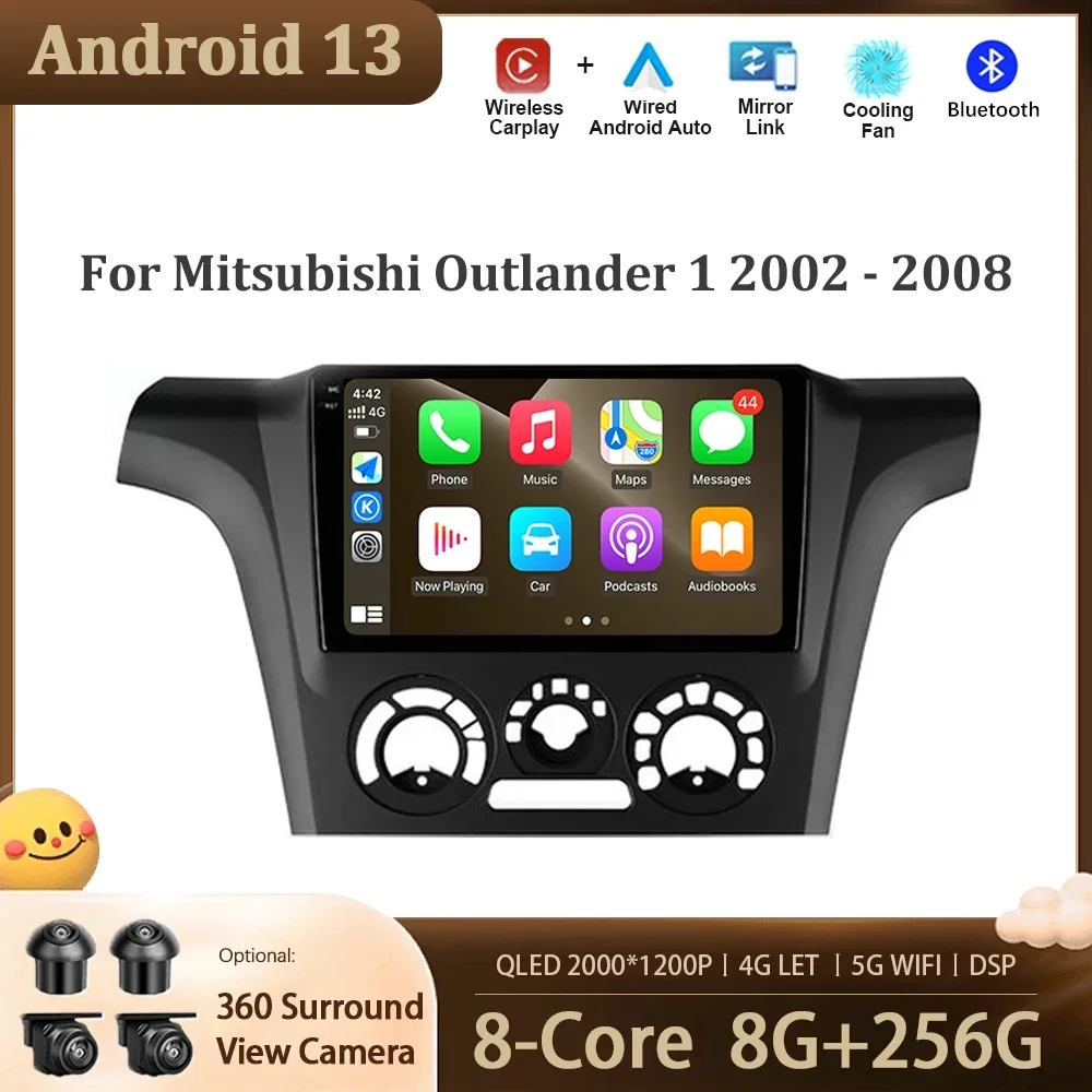 

Android 13 для Mitsubishi Outlander 1 2002-2008, автомобильный мультимедийный радиоплеер, GPS-навигатор, экран, фотография, Wi-Fi, DSP, стерео, 4G LET BT