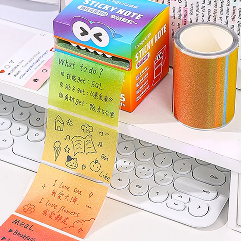 105 Fogli di Note Adesive Trasparenti Sfumate con Design Estraibile, Blocco Note Kawaii Carino e Traslucido per Scrittura Fluida - immagine 4