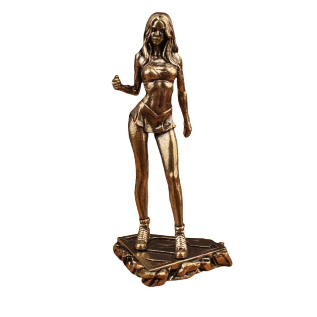 Petite fée/rétro en laiton défilé de mode beauté ornements de bureau Figure en métal Sculpture salon décoration de la maison cadeau 5