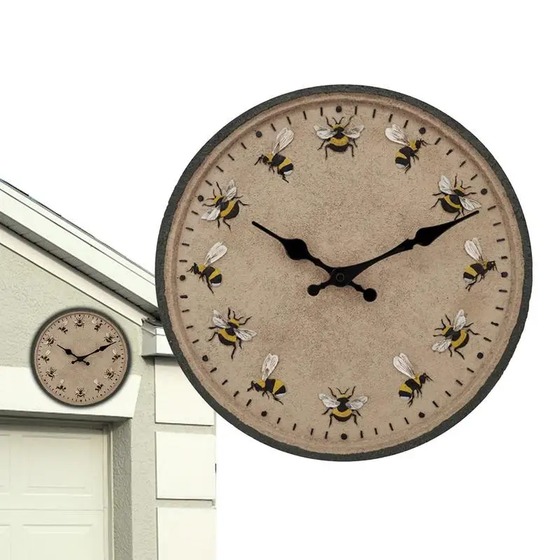 

Outdoor Clocks Waterproof Outdoor Wall Clock Outside Clock Waterproof Bee Theme Accurate Time Strong Resin For Patio And Garden